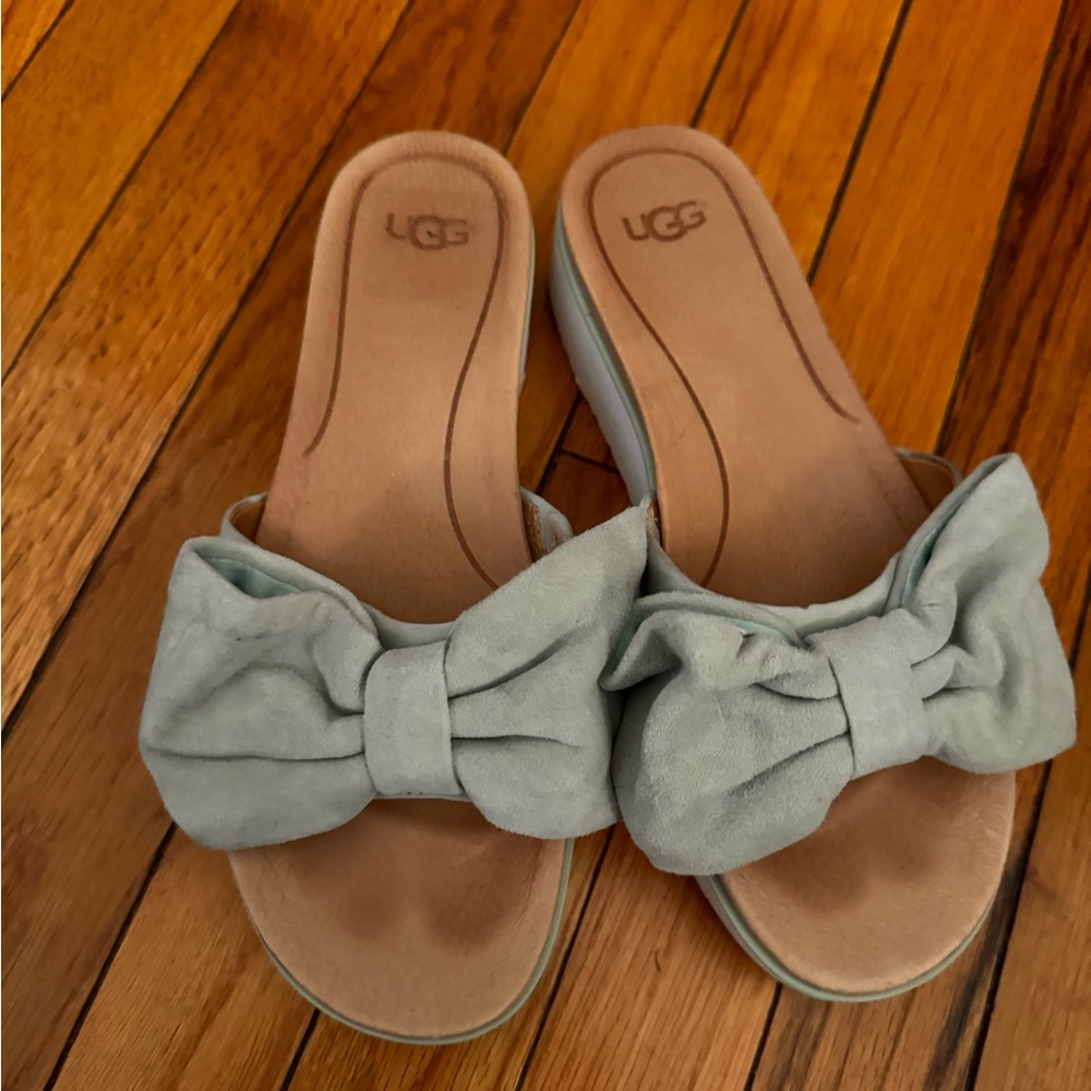 UGG blue suede platform sandals